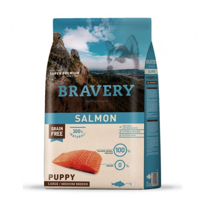 7390_m Alimento Bravery Salmón Cachorro Perro 12 Kg