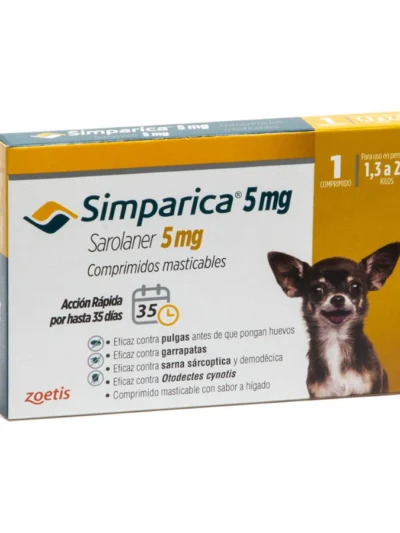 Simparica antiparasitario oral masticable para perros de 1.3 a 2.5 KG 1 comp Simparica 1 Tableta 1,3 a 2,5 Kg