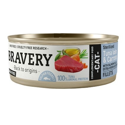 atun zanahoria gato bravert Alimento Húmedo Bravery Atún y Zanahoria Gato 70 g